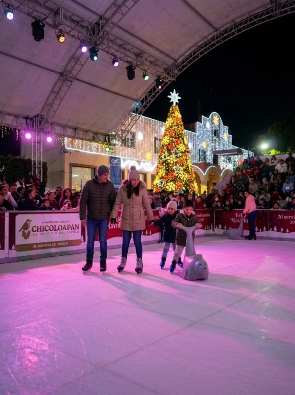Pista de patinaje ecológica en la Plaza de la Constitución de Chicoloapan